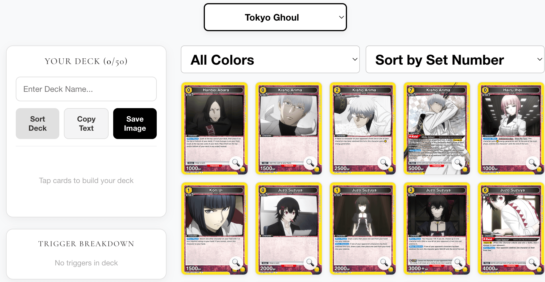 New JWA Deck Builder is Here! Start Theory-Crafting Tokyo Ghoul